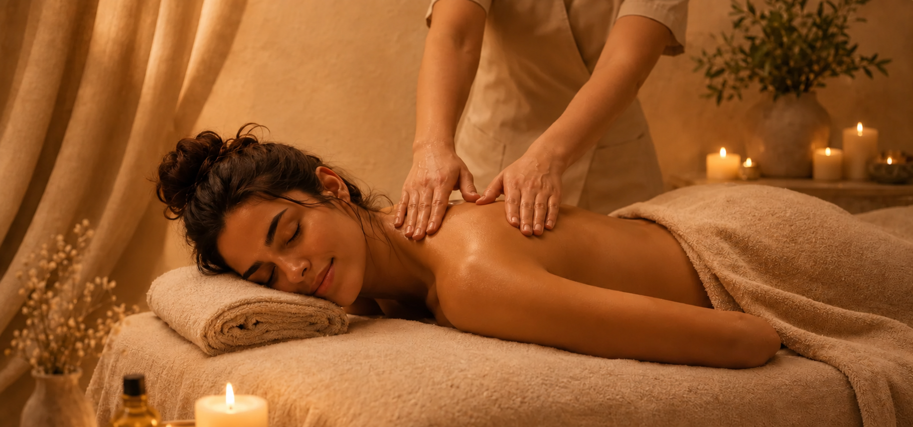 Salon détente aux coussins dorés, spa Magayaa